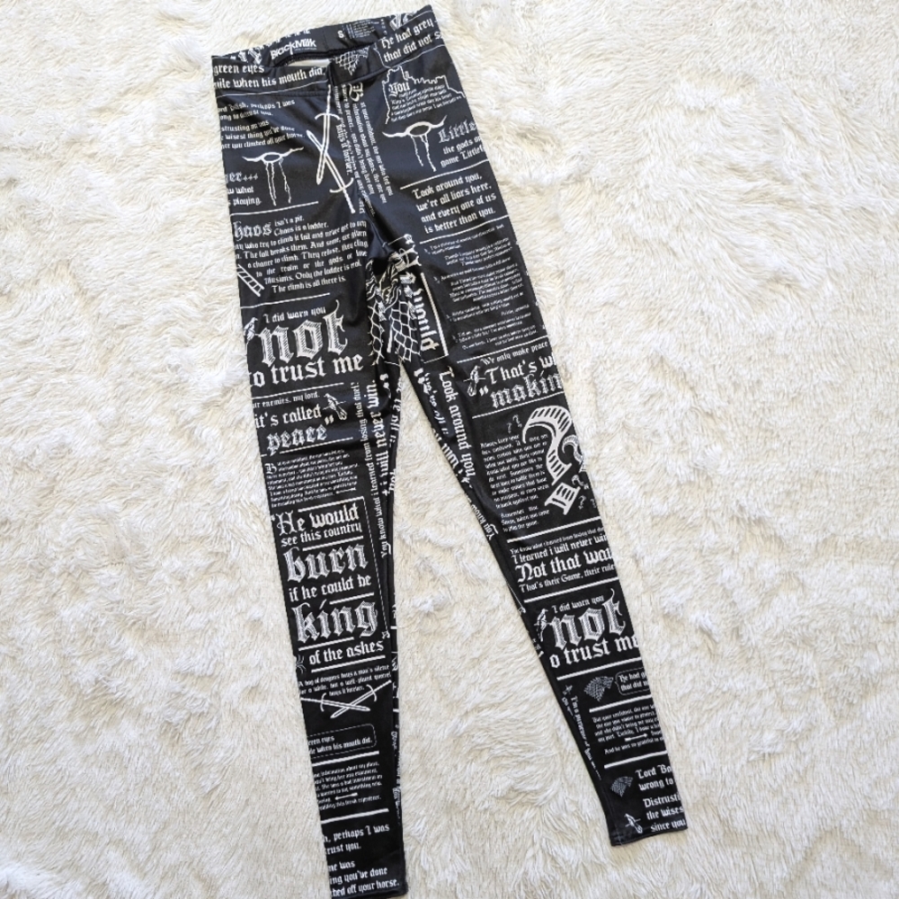 Blackmilk Game of Thrones Littlefinger Quotes HWMF Statement Leggings Size Small - Picture 4 of 15